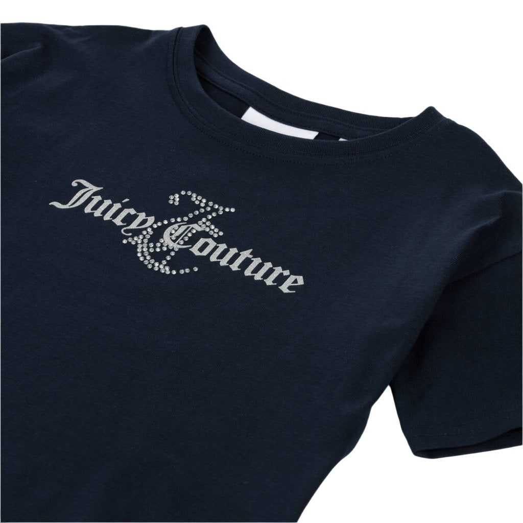 Juicy Couture Glitter & Diamante Boxy SS Tee JuniorAlive & Dirty 